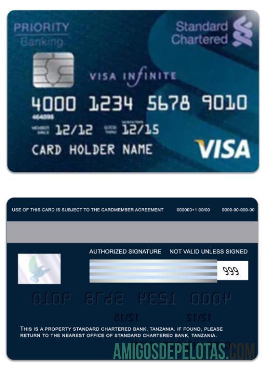 Tanzania standar Chartered bank visa Debit kartu desain
