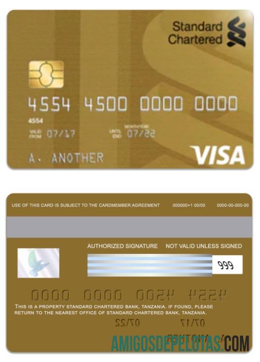 Tanzania standar Chartered bank visa gold Debit kartu sampel