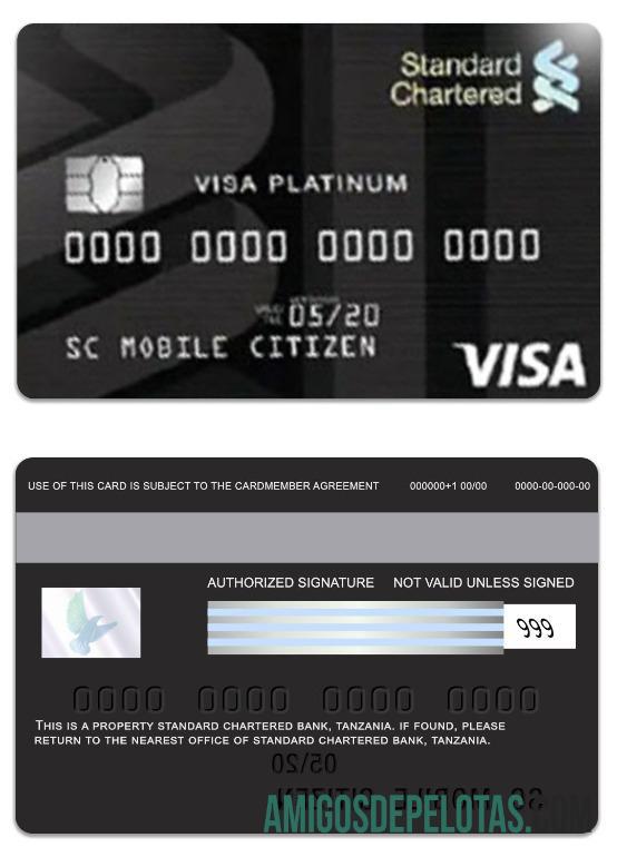 Tanzania standar Chartered bank visa platinum Kredit kartu sampel