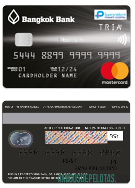 Thailand Bangkok bank titanium mastercard sampel