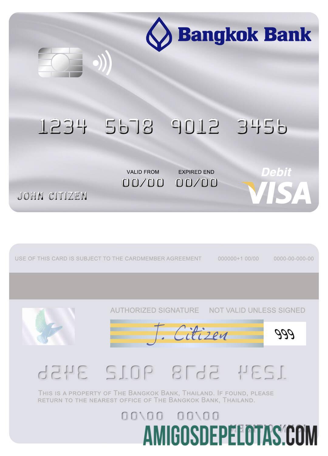 Thailand Bangkok bank visa Debit kartu sampel