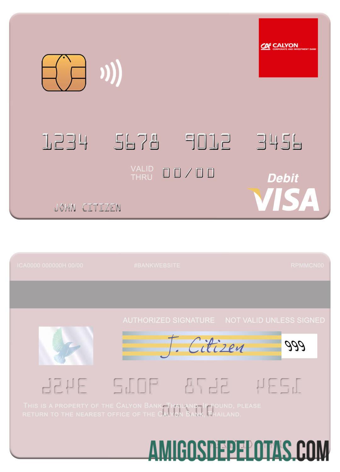 Thailand Calyon bank visa Debit templat