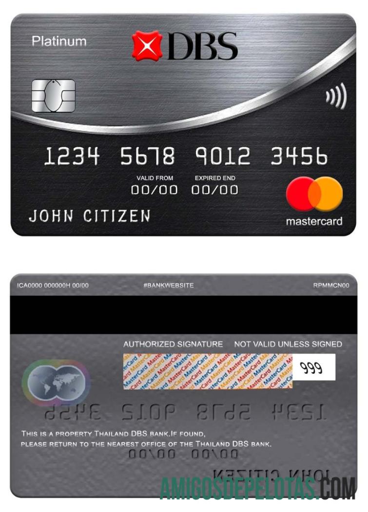Thailand DBS bank mastercard platinum sampel