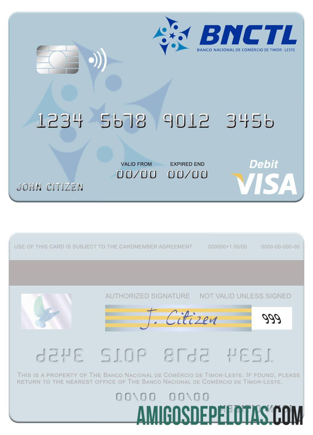 Timor Leste Banco Nacional de Come╠ürcio de Timor Leste visa Debit kartu templat