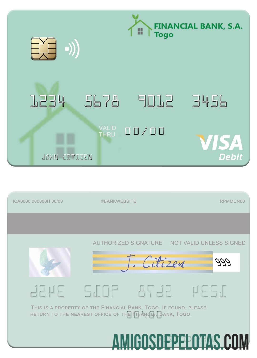 Togo Financial bank visa Debit kartu pratinjau