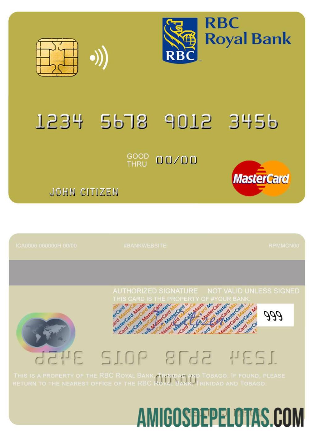Trinidad dan Tobago RBC Royal bank mastercard desain