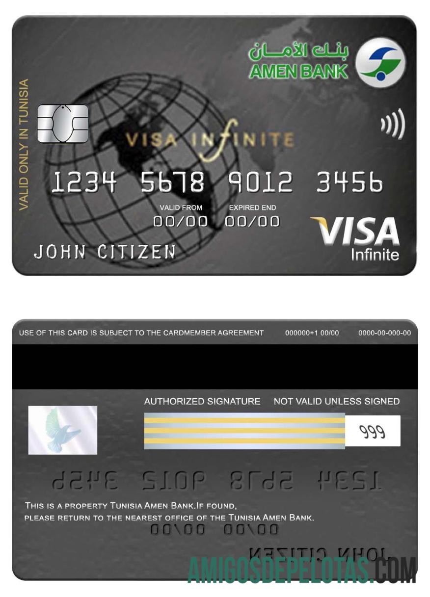 Tunisia Amen bank infinite visa kartu templat