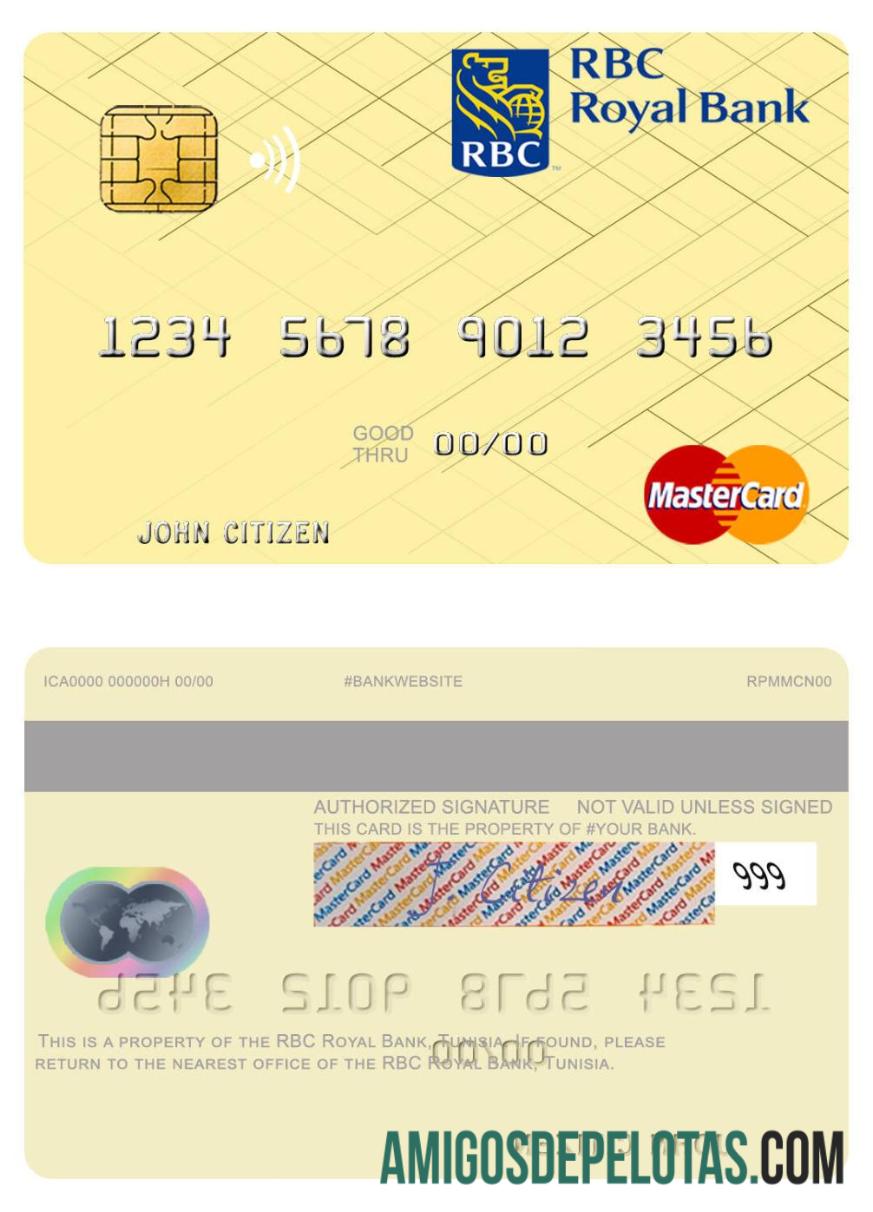 Tunisia RBC Royal bank mastercard sampel