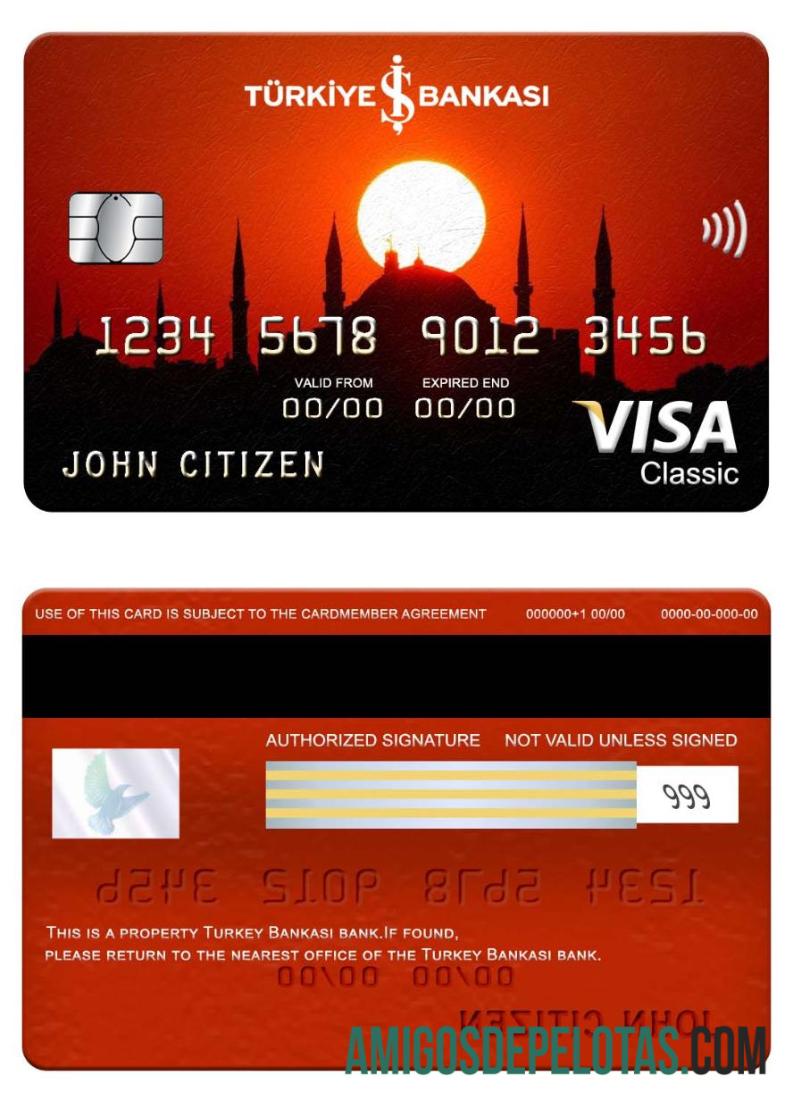 Turki Bankasi bank visa classic kartu templat