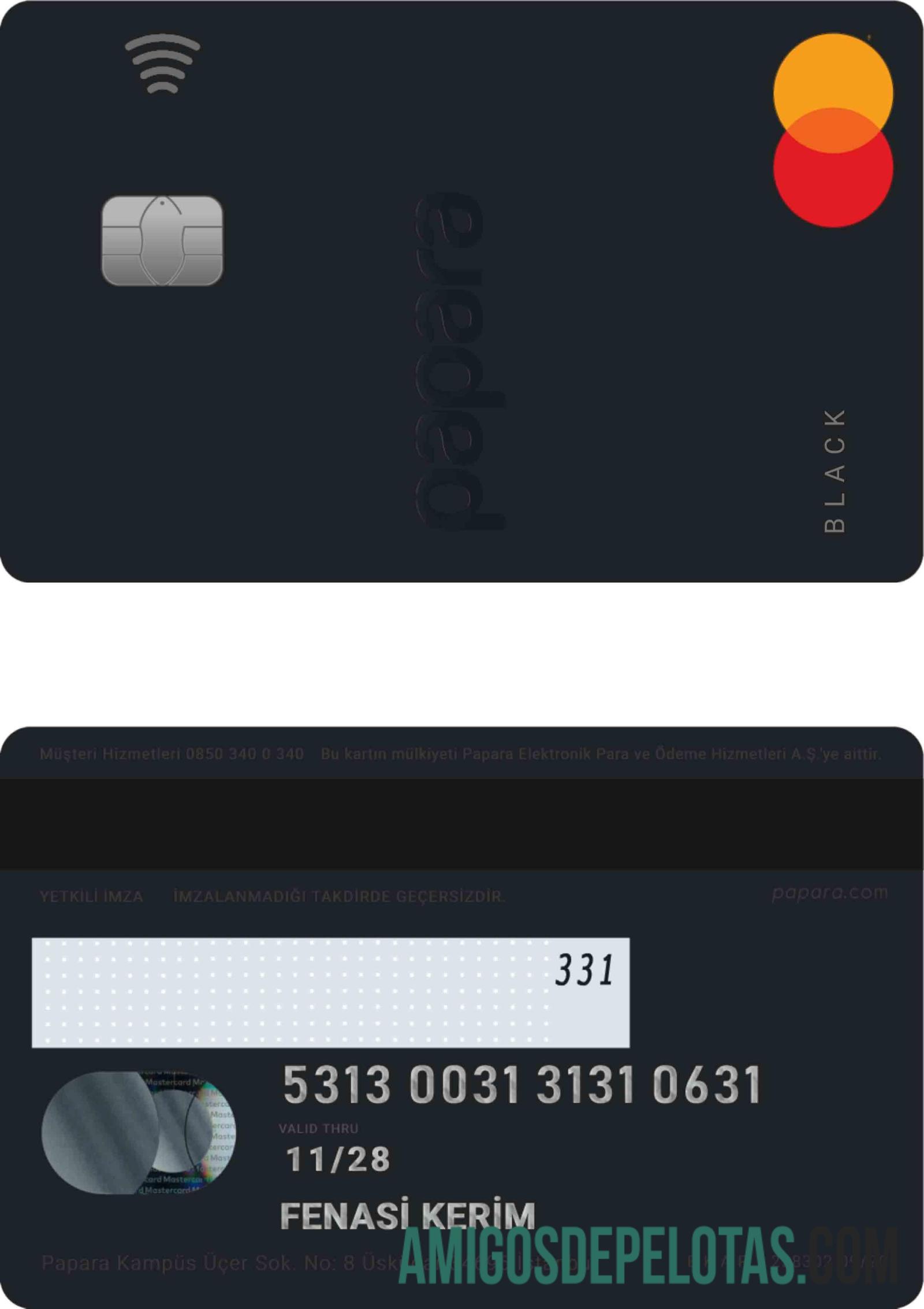 Turki Papara MasterCard desain