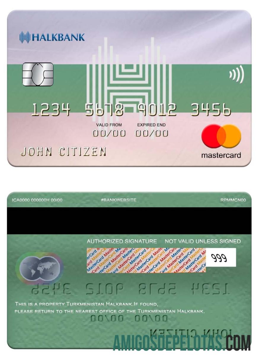Turkmenistan Halkbank mastercard sampel