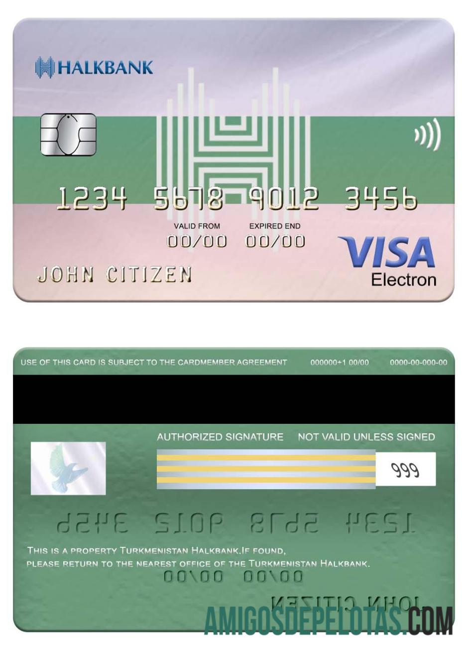 Turkmenistan Halkbank visa electron kartu makering