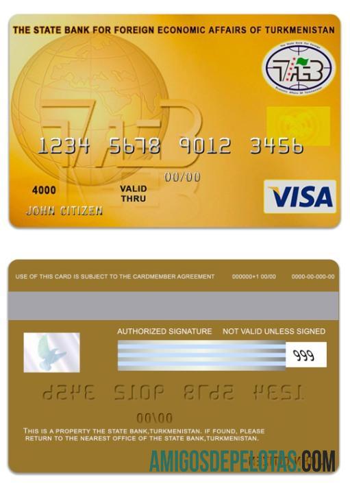 Turkmenistan The State bank visa kartu desain