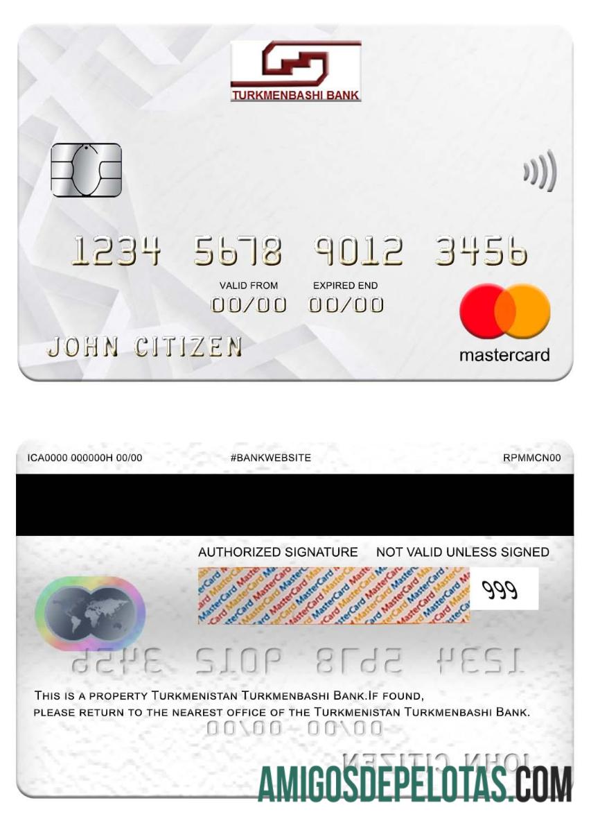 Turkmenistan Turkmenbashi bank mastercard templat