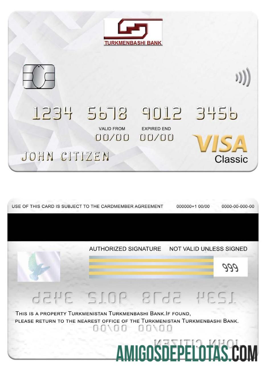 Turkmenistan Turkmenbashi bank visa classic kartu desain