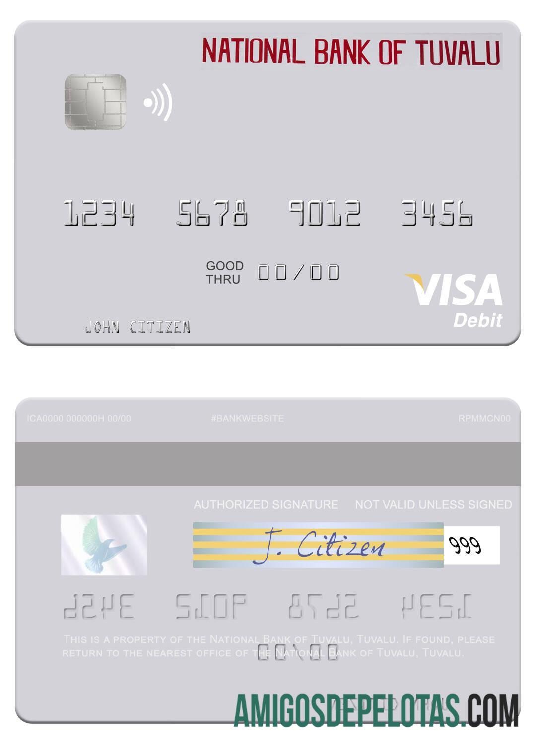 Tuvalu nasional bank of Tuvalu visa Debit kartu desain