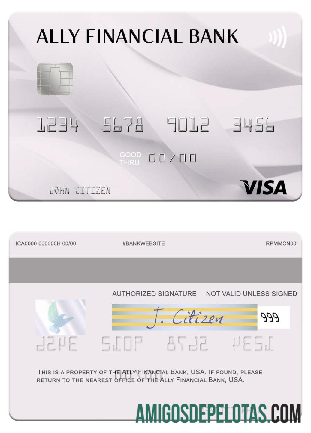 AS Ally Financial bank visa kartu sampel