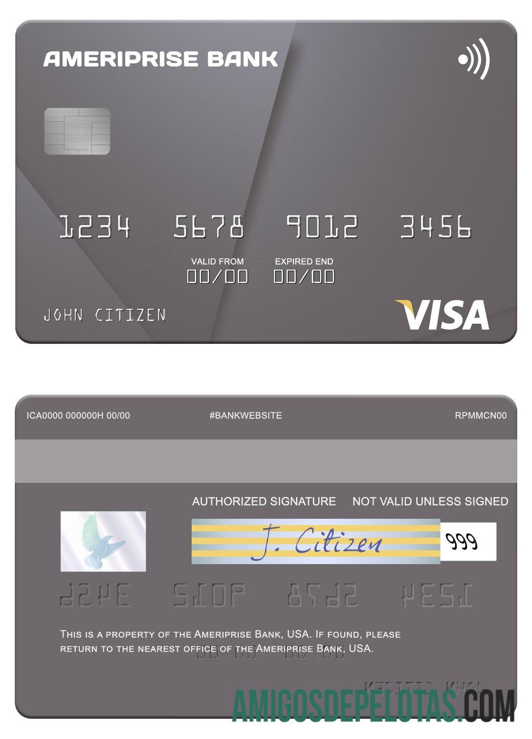 AS Ameriprise bank visa kartu desain