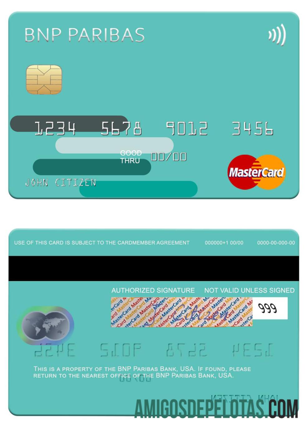 AS BNP Paribas bank mastercard templat