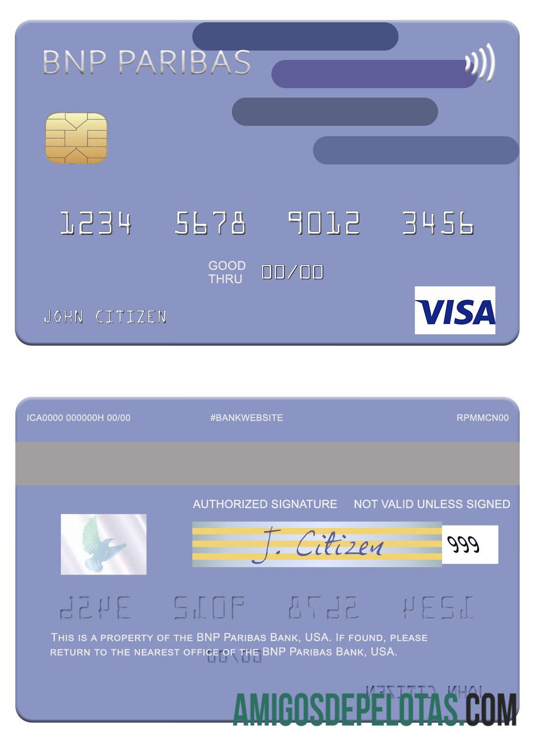 AS BNP Paribas bank visa kartu sampel