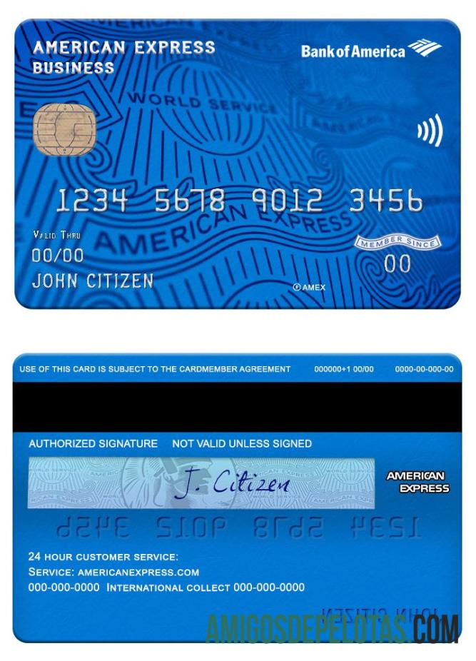 AS bank of Amerika AMEX bisnis kartu templat