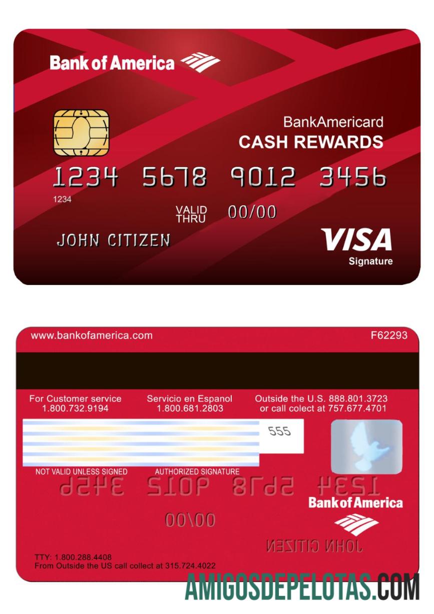 AS bank of Amerika visa Tanda Tangan kartu templat
