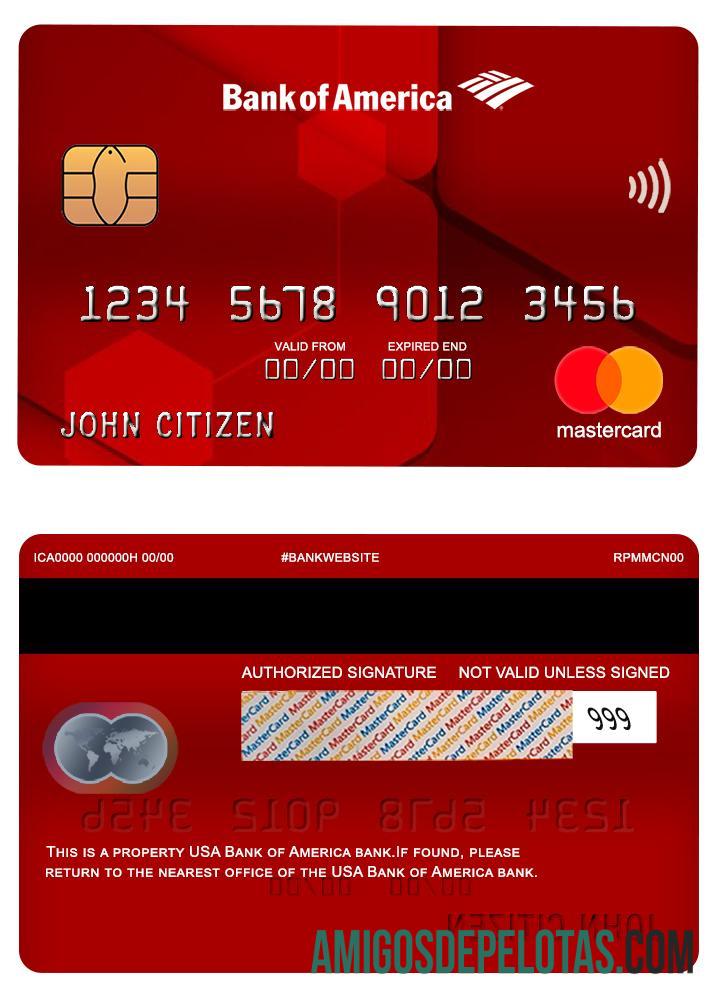 AS bank of Amerika bank mastercard red templat