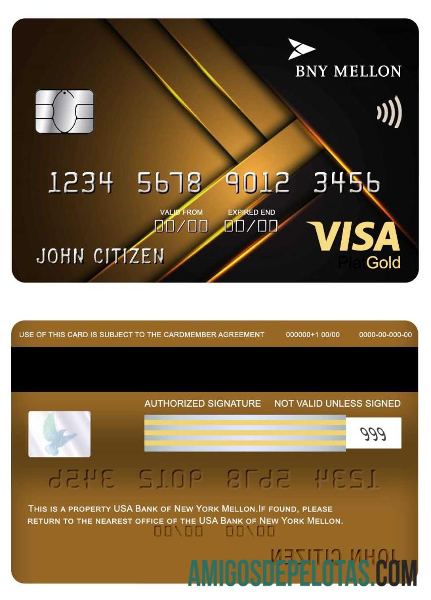 AS bank of Baru York Mellon visa gold kartu templat