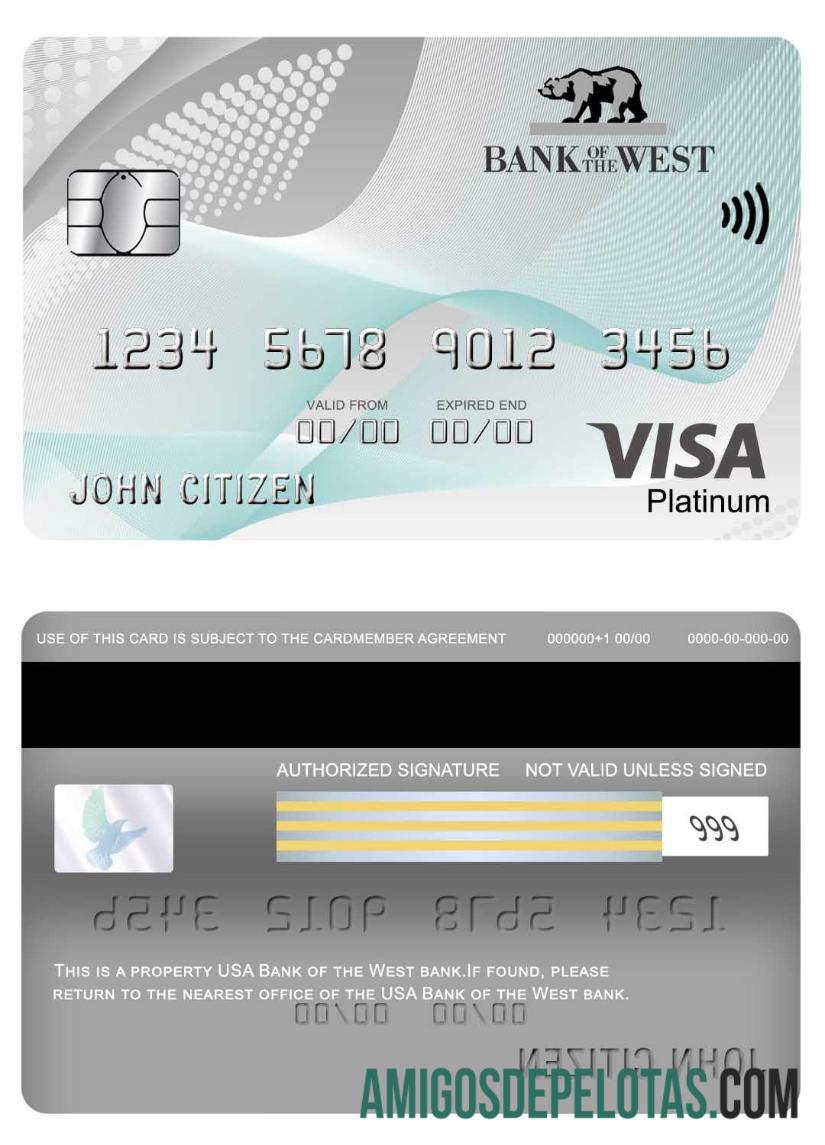 AS bank of the West bank visa platinum kartu templat