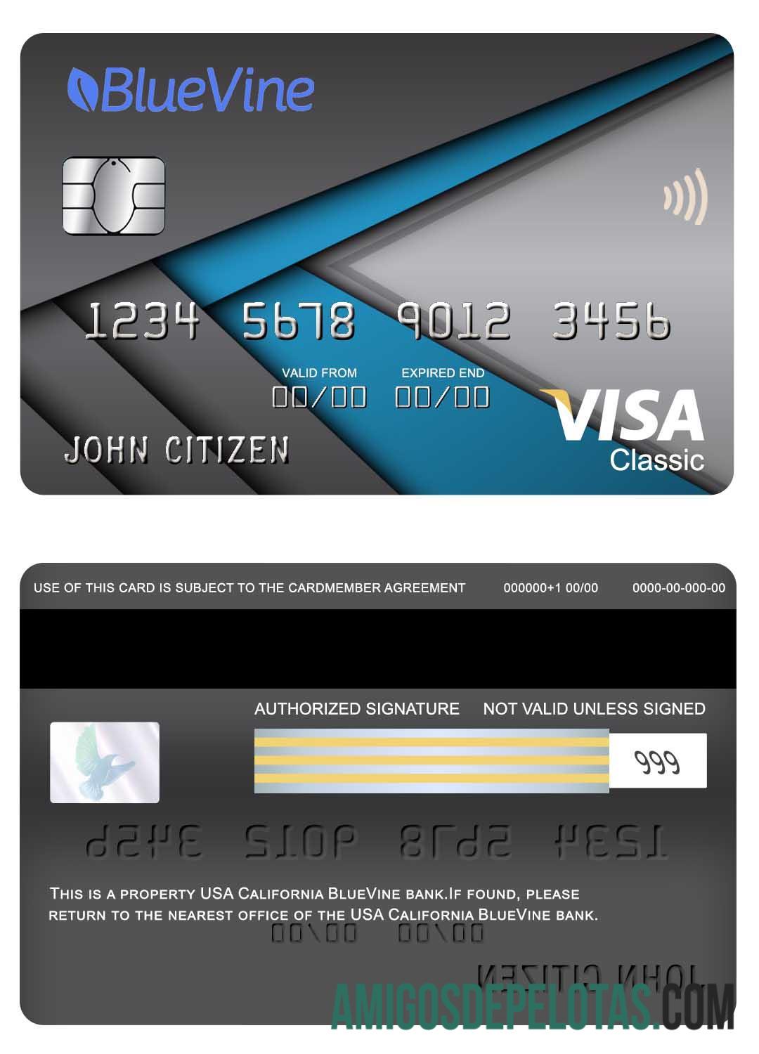 AS California BlueVine bank visa classic kartu pratinjau