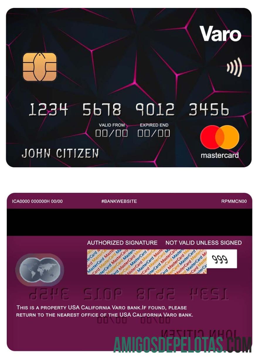 AS California Varo bank mastercard templat