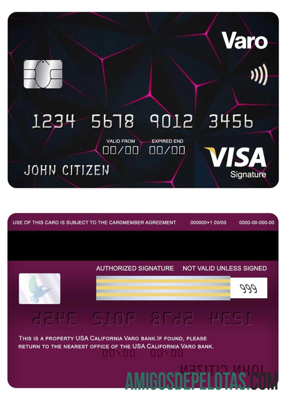 AS California Varo bank visa Tanda Tangan kartu makering
