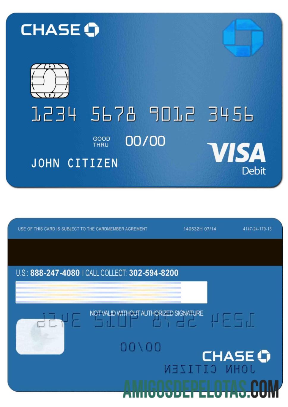 AS Chase bank visa Debit kartu templat