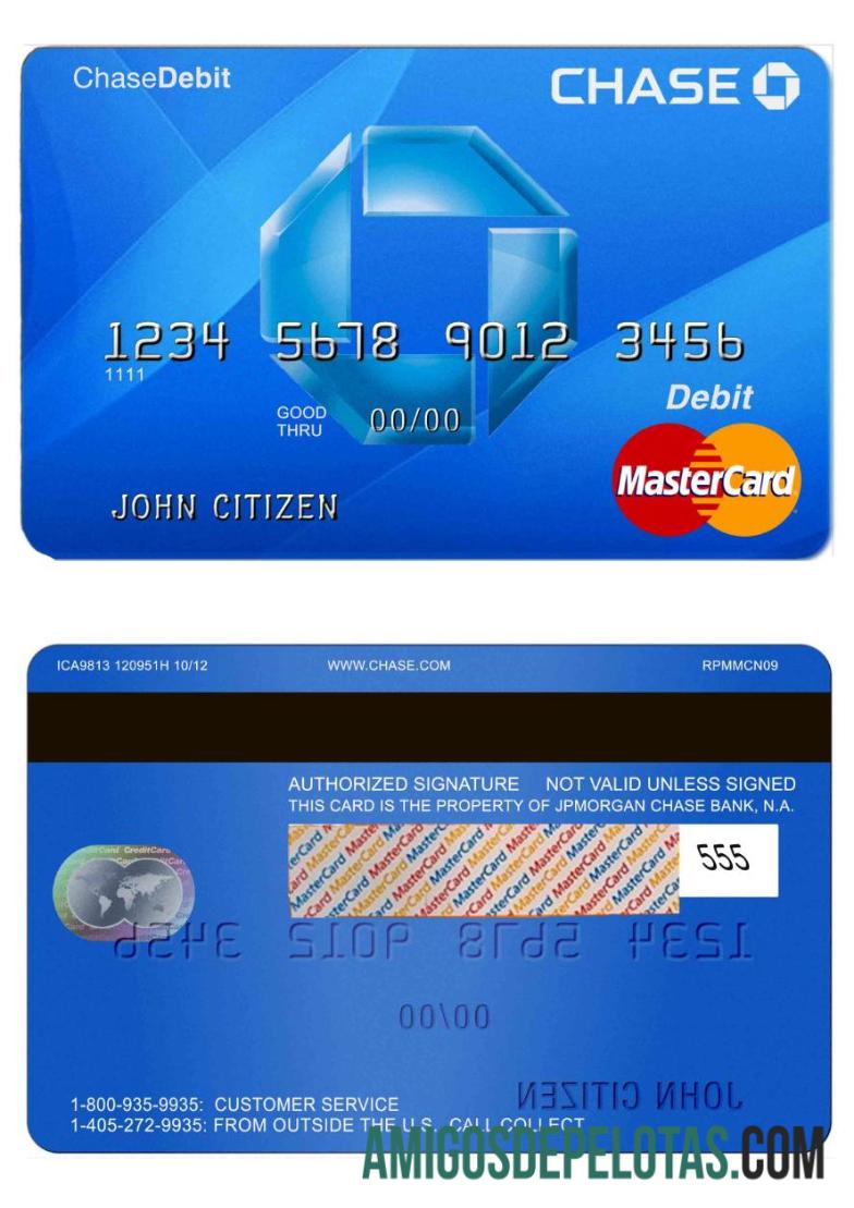 AS Chase bank MasterCard Debit kartu pratinjau