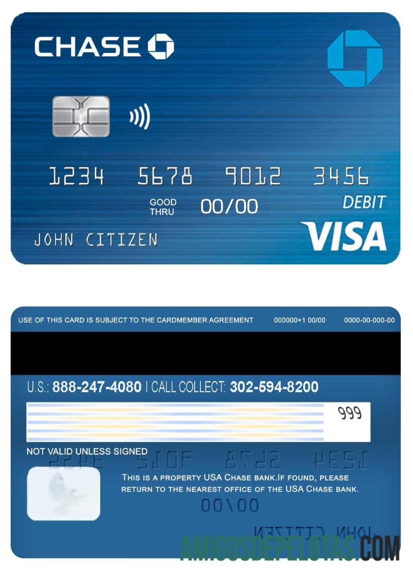AS Chase bank visa Debit kartu 2 sampel