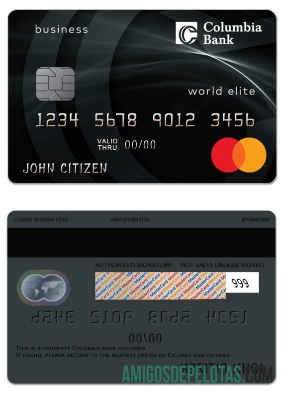 AS Columbia bank Mastercard bisnis Platinum sampel
