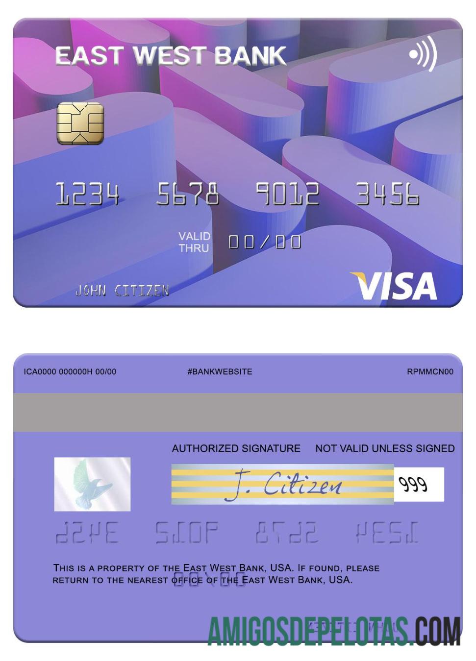 AS East West bank visa kartu templat