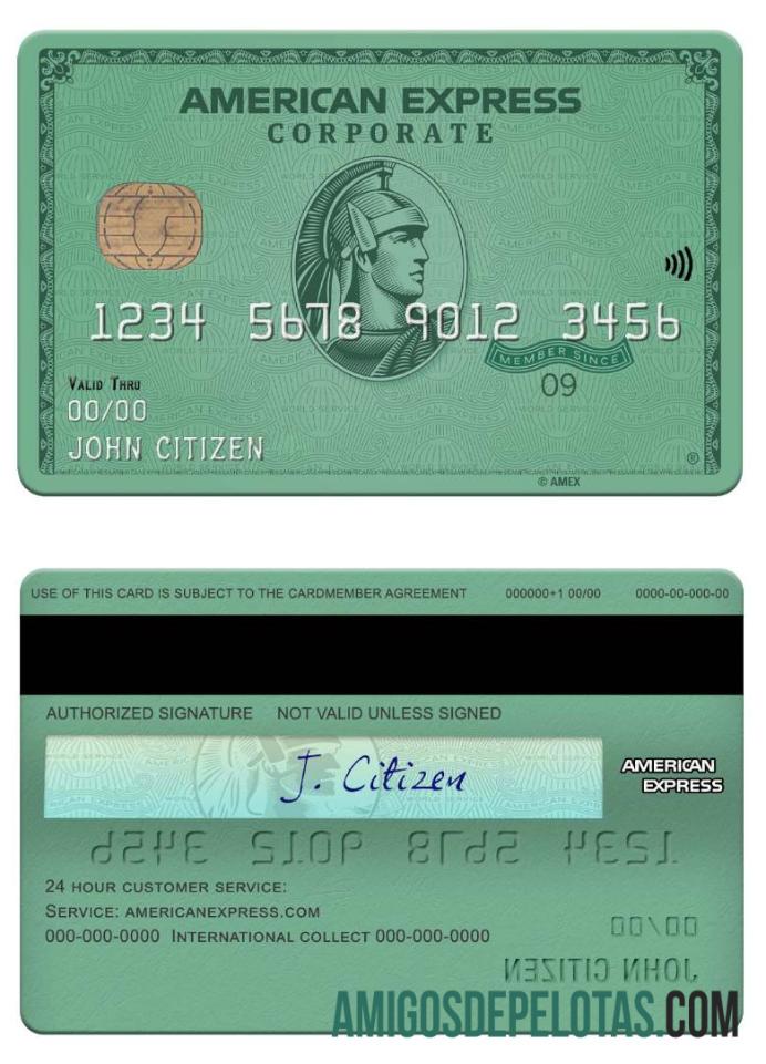 AS Heritage bank american express hijau kartu sampel