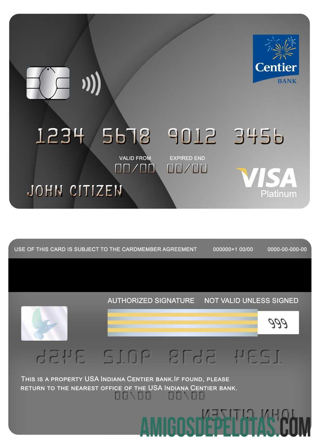 AS Indiana Centier bank visa platinum kartu makering