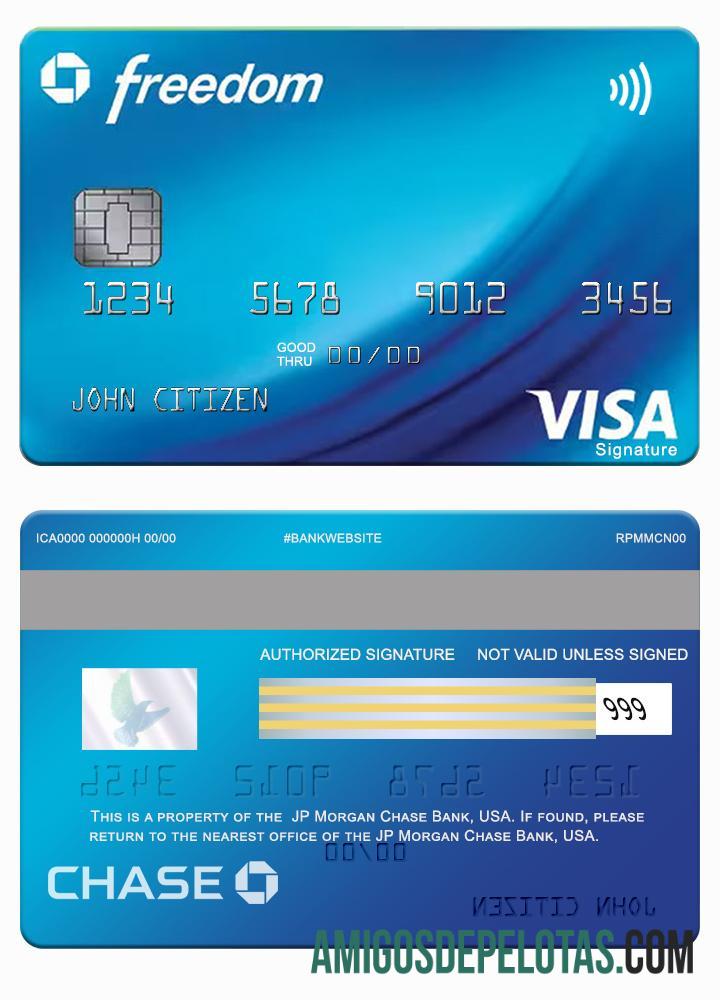 AS JP Morgan Chase bank freedom visa Tanda Tangan kartu templat