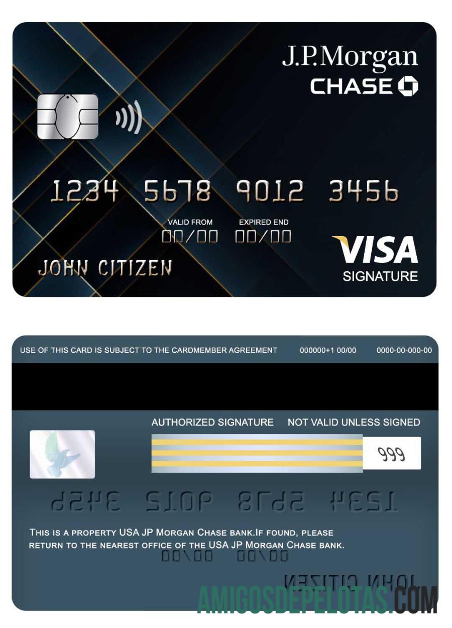 AS JP Morgan Chase bank visa Tanda Tangan kartu desain