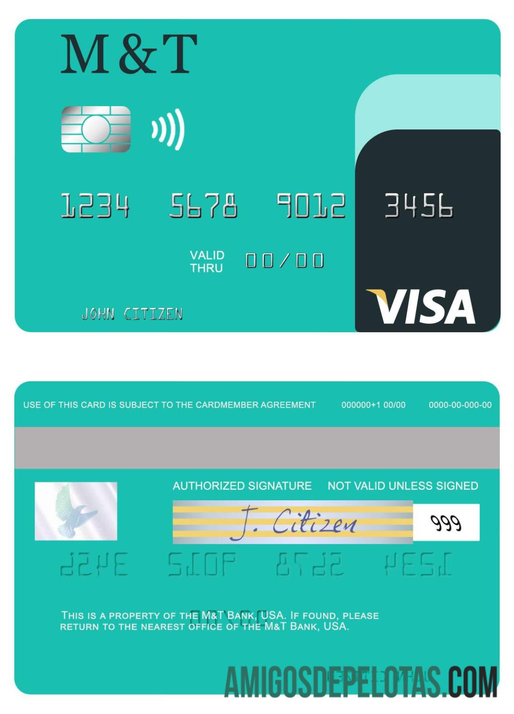AS M&T bank visa kartu templat