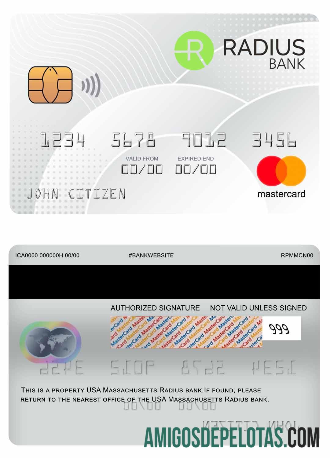 AS Massachusetts Radius bank mastercard desain