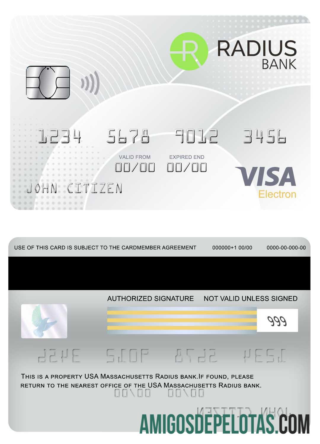 AS Massachusetts Radius visa electron kartu desain