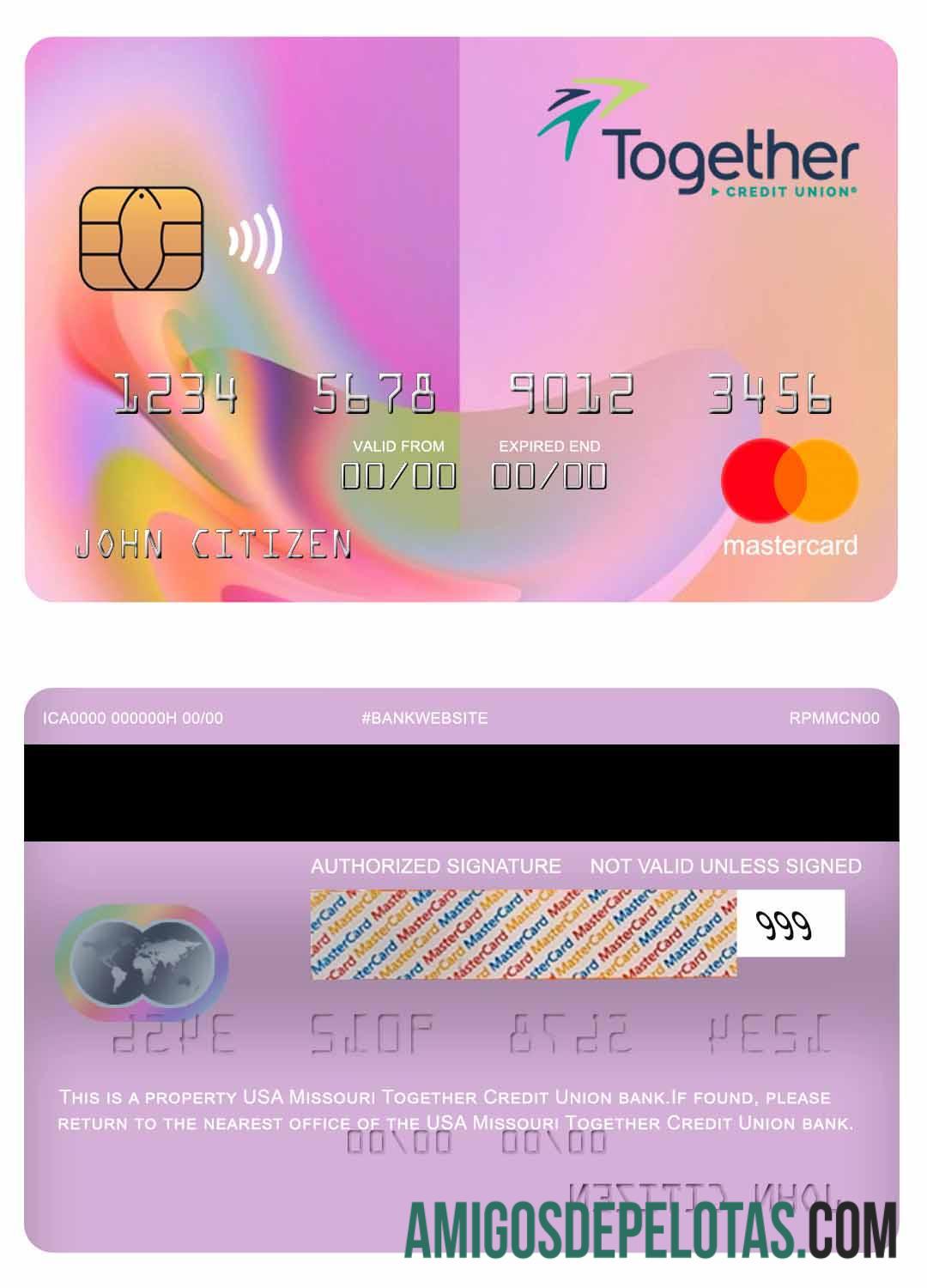 AS Missouri Together Kredit serikat bank mastercard templat