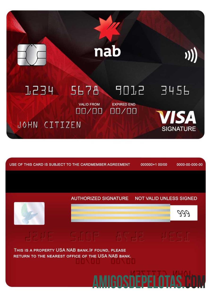 AS NAB bank visa Tanda Tangan kartu sampel