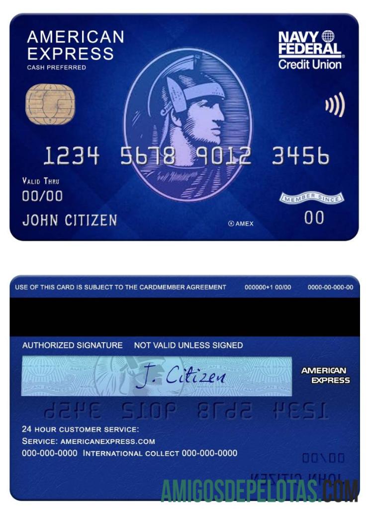 AS Navy Federal serikat bank amex biru cash preferred sampel