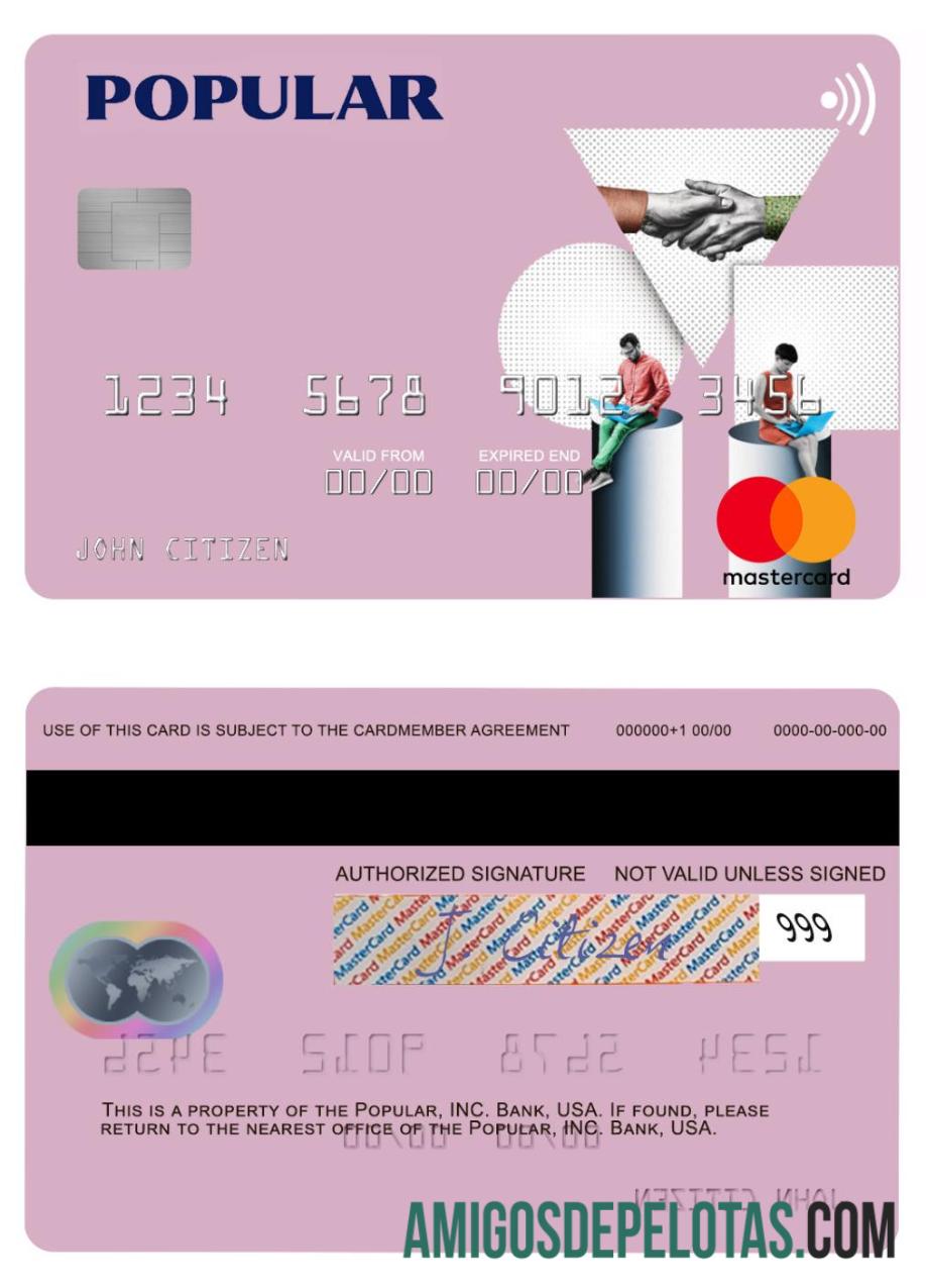 AS Popular, Inc. bank mastercard desain