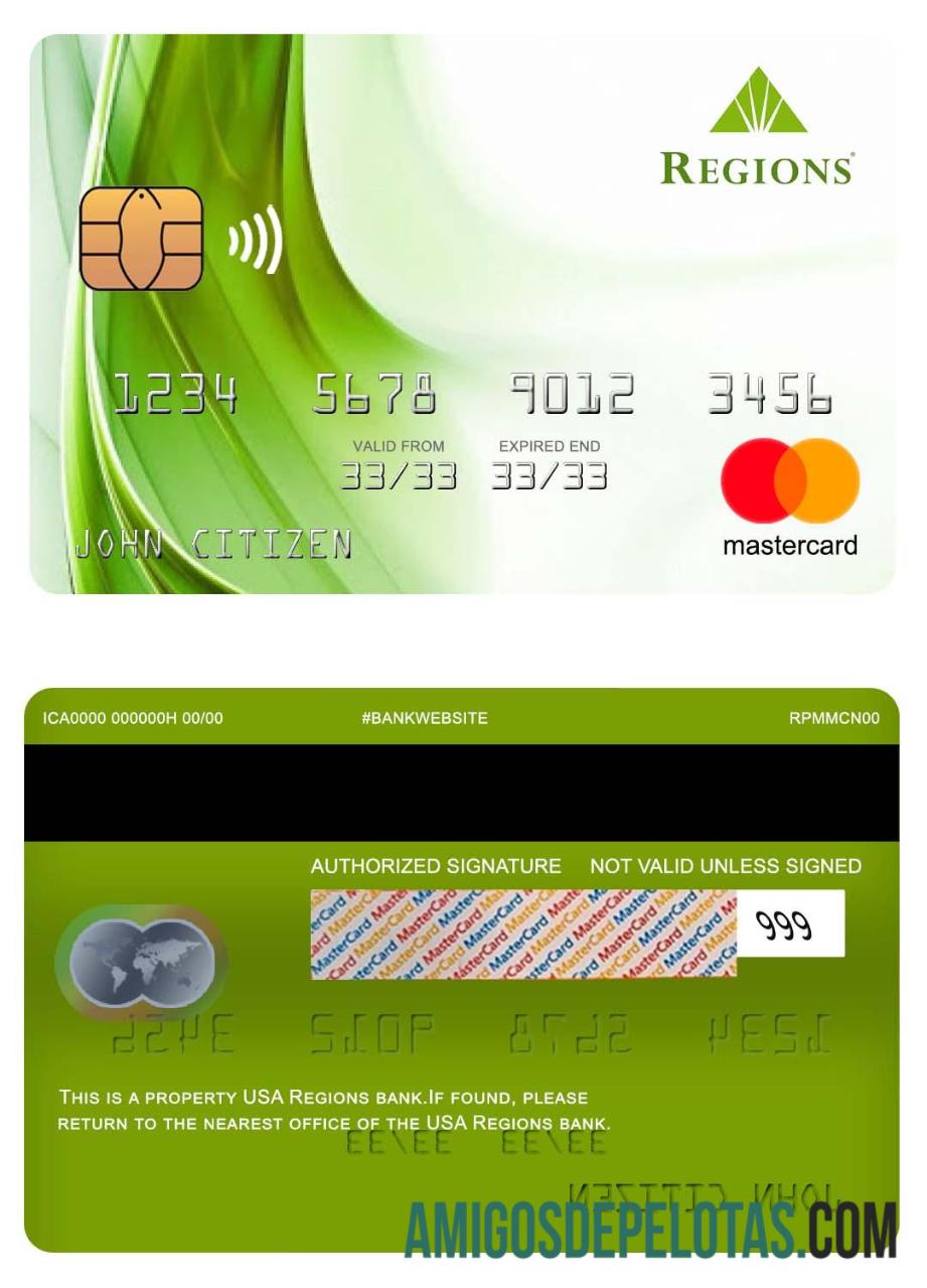 AS Regions bank mastercard sampel