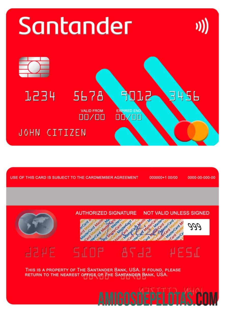 AS Santander bank mastercard sampel
